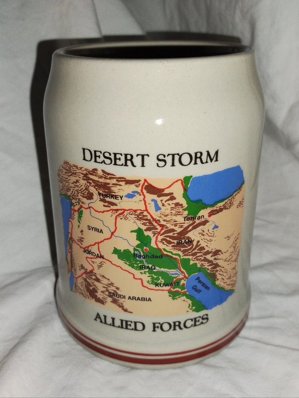 Desert Storm 1990-91 Allied Forces Map Stoneware Beer Stein Mug 0.5L Military